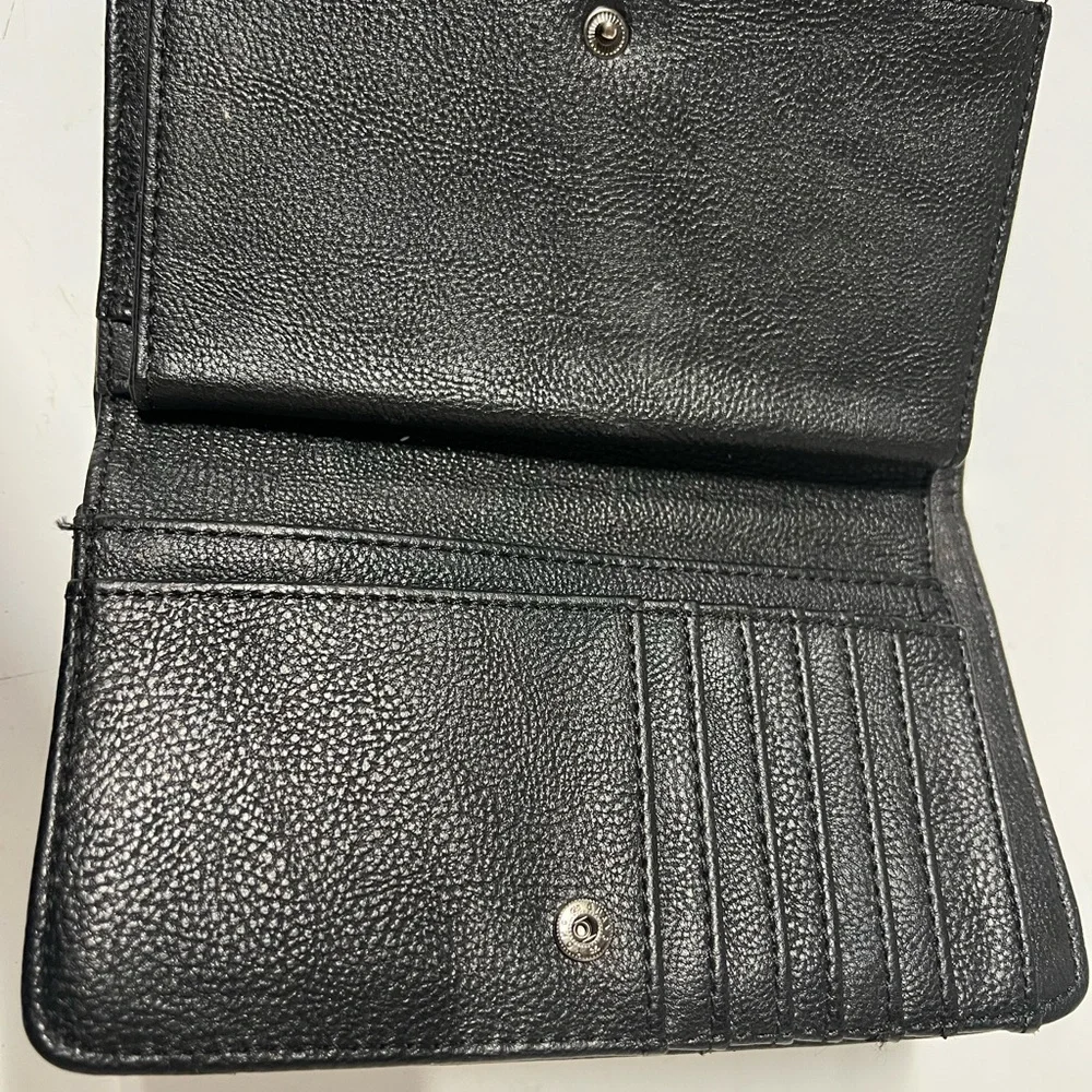 Steve Madden Black and Gray Patchwork Zip Wallet